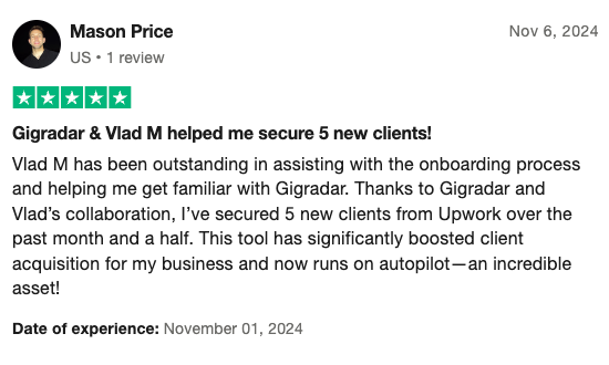 GigRadar customer review